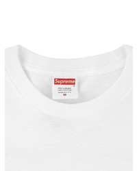 weißes und schwarzes bedrucktes T-Shirt mit einem Rundhalsausschnitt von Supreme