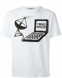 weißes und schwarzes bedrucktes T-Shirt mit einem Rundhalsausschnitt von Stella McCartney