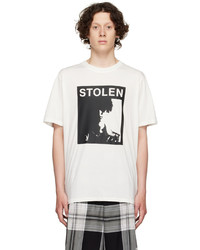weißes und schwarzes bedrucktes T-Shirt mit einem Rundhalsausschnitt von Stolen Girlfriends Club