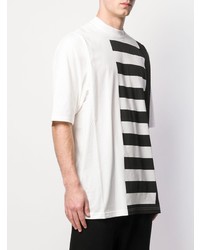 weißes und schwarzes bedrucktes T-Shirt mit einem Rundhalsausschnitt von Rick Owens DRKSHDW