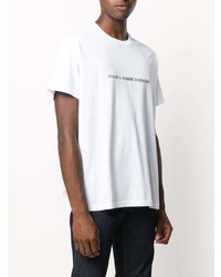 weißes und schwarzes bedrucktes T-Shirt mit einem Rundhalsausschnitt von Givenchy