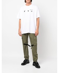 weißes und schwarzes bedrucktes T-Shirt mit einem Rundhalsausschnitt von Off-White