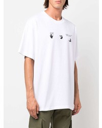 weißes und schwarzes bedrucktes T-Shirt mit einem Rundhalsausschnitt von Off-White