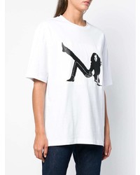 weißes und schwarzes bedrucktes T-Shirt mit einem Rundhalsausschnitt von Calvin Klein Jeans Est. 1978