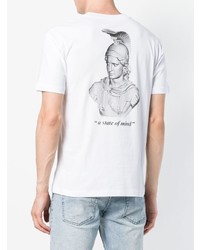 weißes und schwarzes bedrucktes T-Shirt mit einem Rundhalsausschnitt von McQ Alexander McQueen