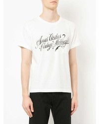 weißes und schwarzes bedrucktes T-Shirt mit einem Rundhalsausschnitt von Addict Clothes Japan