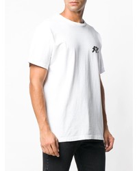 weißes und schwarzes bedrucktes T-Shirt mit einem Rundhalsausschnitt von A.P.C.