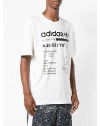 weißes und schwarzes bedrucktes T-Shirt mit einem Rundhalsausschnitt von adidas