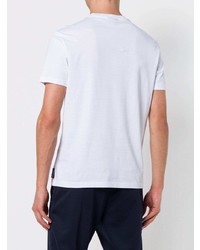 weißes und schwarzes bedrucktes T-Shirt mit einem Rundhalsausschnitt von Emporio Armani