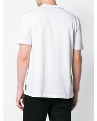 weißes und schwarzes bedrucktes T-Shirt mit einem Rundhalsausschnitt von Emporio Armani