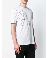 weißes und schwarzes bedrucktes T-Shirt mit einem Rundhalsausschnitt von Emporio Armani