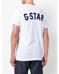 weißes und schwarzes bedrucktes T-Shirt mit einem Rundhalsausschnitt von G Star