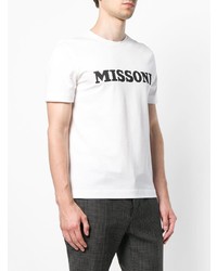 weißes und schwarzes bedrucktes T-Shirt mit einem Rundhalsausschnitt von Missoni