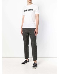 weißes und schwarzes bedrucktes T-Shirt mit einem Rundhalsausschnitt von Missoni