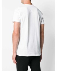 weißes und schwarzes bedrucktes T-Shirt mit einem Rundhalsausschnitt von Balmain