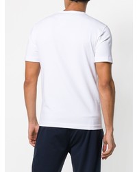 weißes und schwarzes bedrucktes T-Shirt mit einem Rundhalsausschnitt von Ea7 Emporio Armani