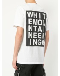 weißes und schwarzes bedrucktes T-Shirt mit einem Rundhalsausschnitt von White Mountaineering