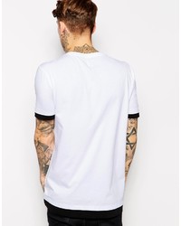 weißes und schwarzes bedrucktes T-Shirt mit einem Rundhalsausschnitt von Asos