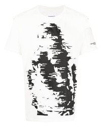 weißes und schwarzes bedrucktes T-Shirt mit einem Rundhalsausschnitt von Takahiromiyashita The Soloist