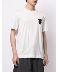 weißes und schwarzes bedrucktes T-Shirt mit einem Rundhalsausschnitt von Emporio Armani