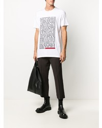 weißes und schwarzes bedrucktes T-Shirt mit einem Rundhalsausschnitt von Rick Owens DRKSHDW