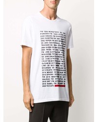 weißes und schwarzes bedrucktes T-Shirt mit einem Rundhalsausschnitt von Rick Owens DRKSHDW