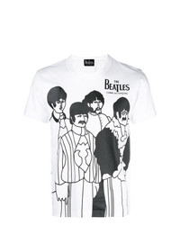 weißes und schwarzes bedrucktes T-Shirt mit einem Rundhalsausschnitt von The Beatles X Comme Des Garçons