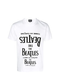 weißes und schwarzes bedrucktes T-Shirt mit einem Rundhalsausschnitt von The Beatles X Comme Des Garçons
