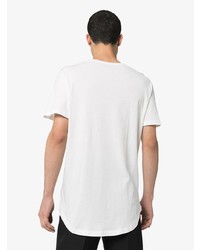 weißes und schwarzes bedrucktes T-Shirt mit einem Rundhalsausschnitt von Ann Demeulemeester