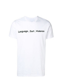 weißes und schwarzes bedrucktes T-Shirt mit einem Rundhalsausschnitt von The Silted Company