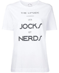 weißes und schwarzes bedrucktes T-Shirt mit einem Rundhalsausschnitt von The Upside