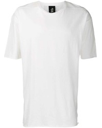 weißes und schwarzes bedrucktes T-Shirt mit einem Rundhalsausschnitt von Thom Krom