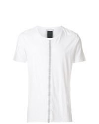 weißes und schwarzes bedrucktes T-Shirt mit einem Rundhalsausschnitt von Thom Krom
