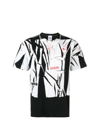 weißes und schwarzes bedrucktes T-Shirt mit einem Rundhalsausschnitt von Tigran Avetysian