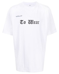 weißes und schwarzes bedrucktes T-Shirt mit einem Rundhalsausschnitt von Toga