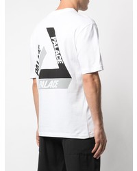 weißes und schwarzes bedrucktes T-Shirt mit einem Rundhalsausschnitt von Palace