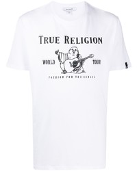 weißes und schwarzes bedrucktes T-Shirt mit einem Rundhalsausschnitt von True Religion