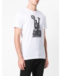 weißes und schwarzes bedrucktes T-Shirt mit einem Rundhalsausschnitt von Diesel Black Gold