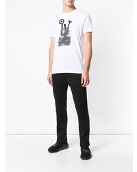 weißes und schwarzes bedrucktes T-Shirt mit einem Rundhalsausschnitt von Diesel Black Gold