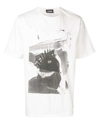 weißes und schwarzes bedrucktes T-Shirt mit einem Rundhalsausschnitt von U.P.W.W.