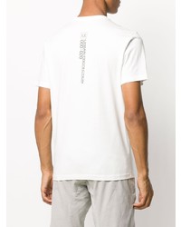 weißes und schwarzes bedrucktes T-Shirt mit einem Rundhalsausschnitt von C.P. Company