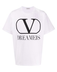 weißes und schwarzes bedrucktes T-Shirt mit einem Rundhalsausschnitt von Valentino