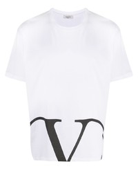 weißes und schwarzes bedrucktes T-Shirt mit einem Rundhalsausschnitt von Valentino