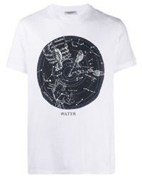 weißes und schwarzes bedrucktes T-Shirt mit einem Rundhalsausschnitt von Valentino