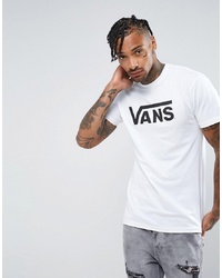 weißes und schwarzes bedrucktes T-Shirt mit einem Rundhalsausschnitt von Vans