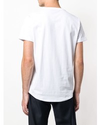 weißes und schwarzes bedrucktes T-Shirt mit einem Rundhalsausschnitt von Christian Pellizzari