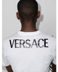 weißes und schwarzes bedrucktes T-Shirt mit einem Rundhalsausschnitt von Versace