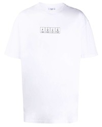 weißes und schwarzes bedrucktes T-Shirt mit einem Rundhalsausschnitt von Vetements