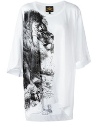 weißes und schwarzes bedrucktes T-Shirt mit einem Rundhalsausschnitt von Vivienne Westwood