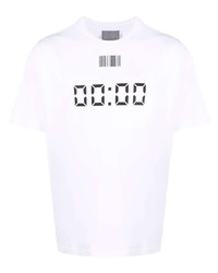 weißes und schwarzes bedrucktes T-Shirt mit einem Rundhalsausschnitt von VTMNTS